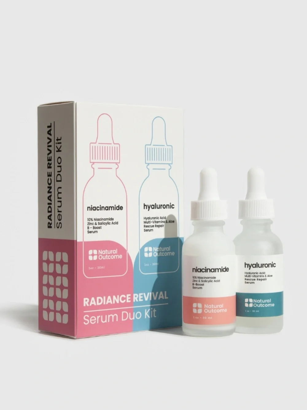 Natural Outcome Radiance Revival Serum Duo Kit New